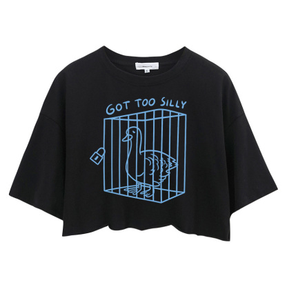 Tokyocanvas Got Too Silly Funny Crop Top