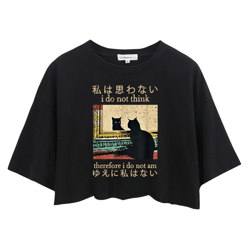 Tokyocanvas I Do Not Think Therefore I Do Not Am Crop Top