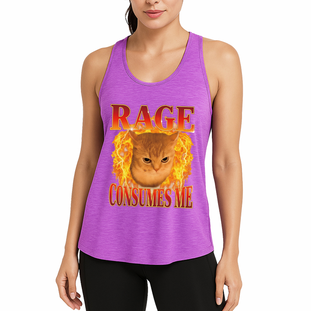 Tokyocanvas Rage Consumes Me Edgy Funny Cat Meme Fitness Tank