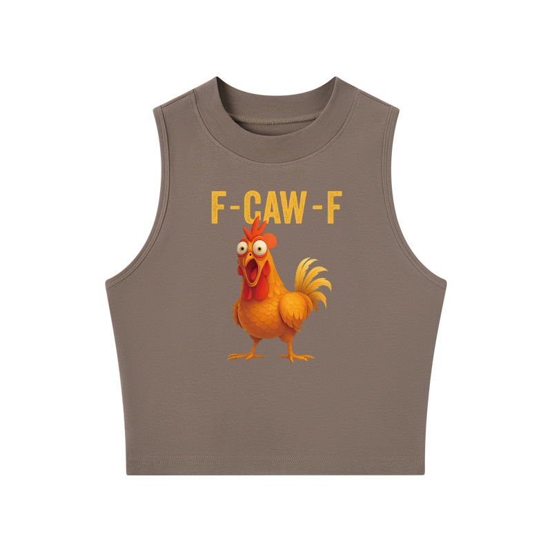 Tokyocanvas Funny Chicken Humor Crew Neck Crop Top
