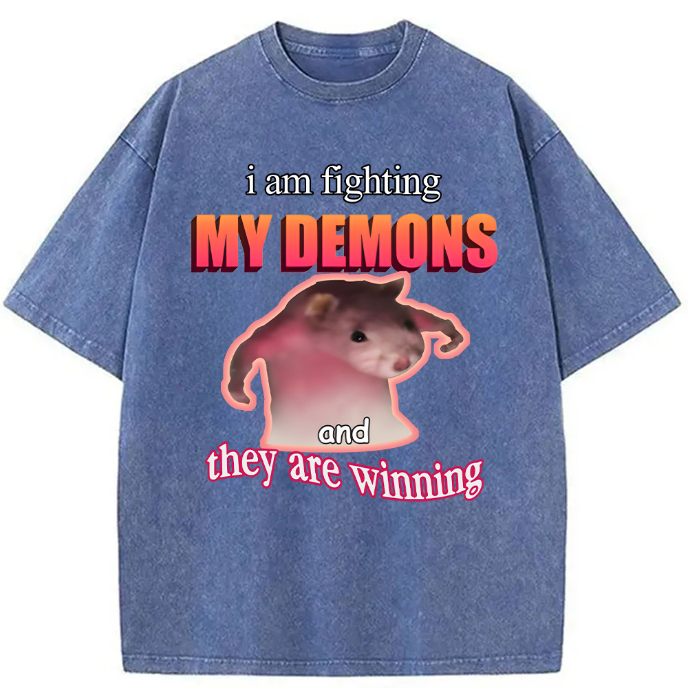 Tokyocanvas Rage Rat Meme Washed T-Shirt