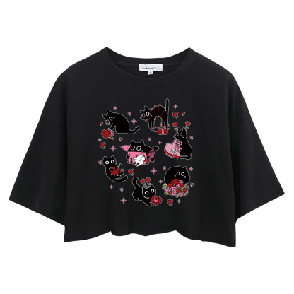 Tokyocanvas Cat Valentine Heart Crop Top