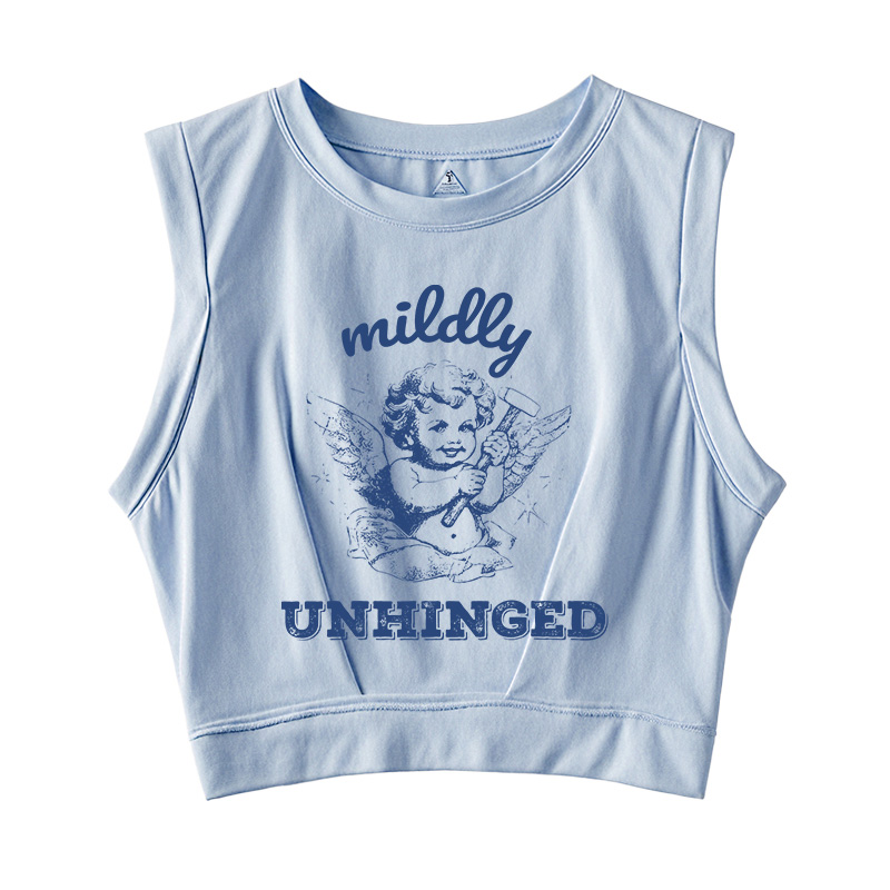 Tokyocanvas Vintage Cherub Angel Sleeveless Crop Top