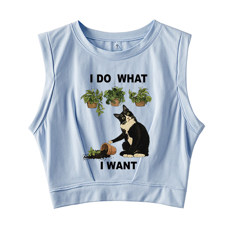 Tokyocanvas I Do What I Want Cat Sleeveless Crop Top