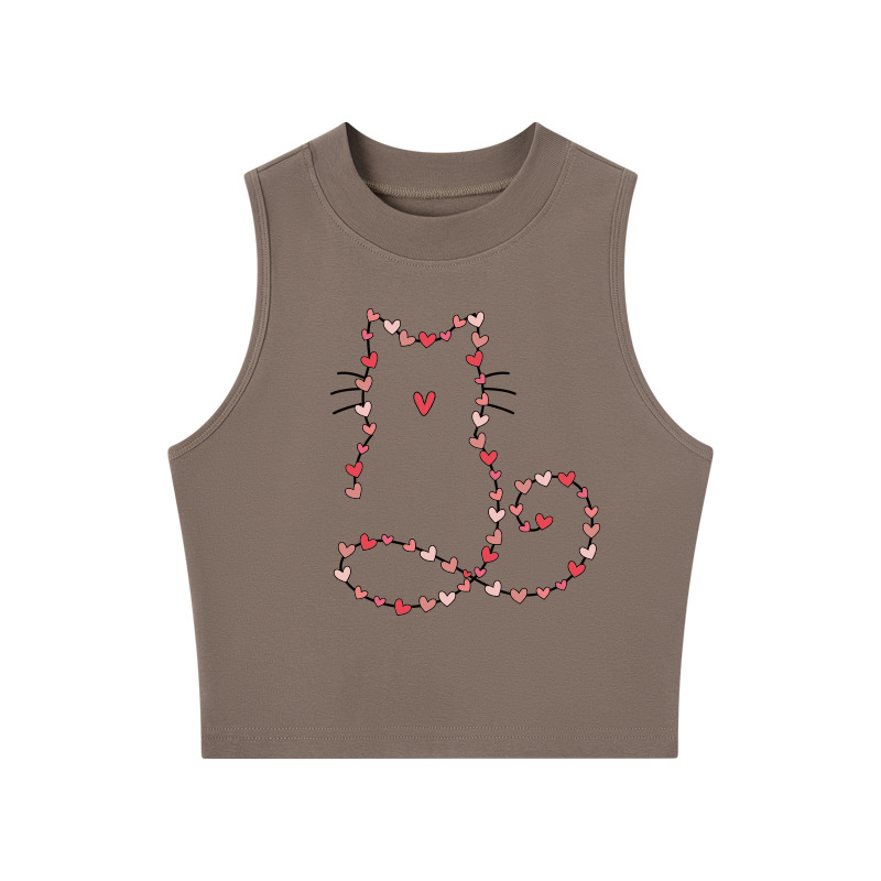 Tokyocanvas Cat Valentine Crew Neck Crop Top