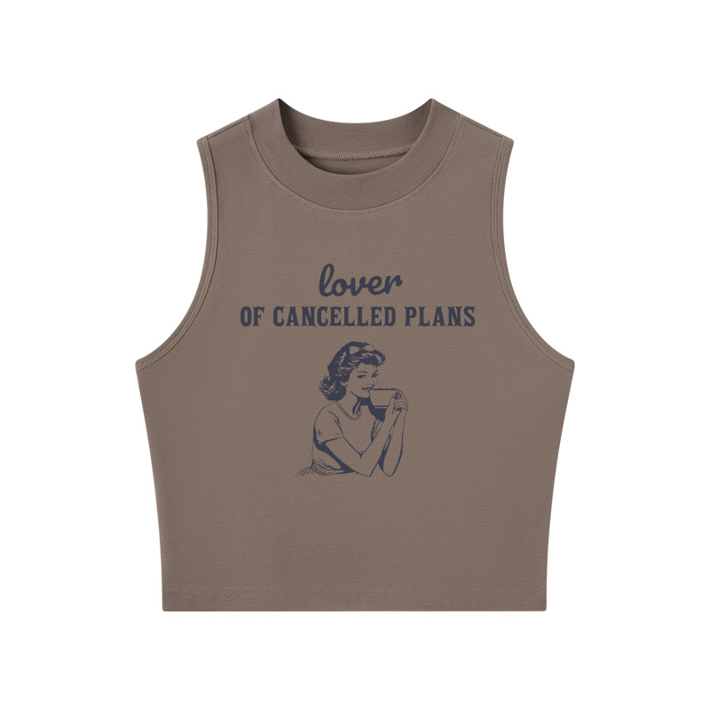 Tokyocanvas Lover of Cancelled Plans Crew Neck Crop Top