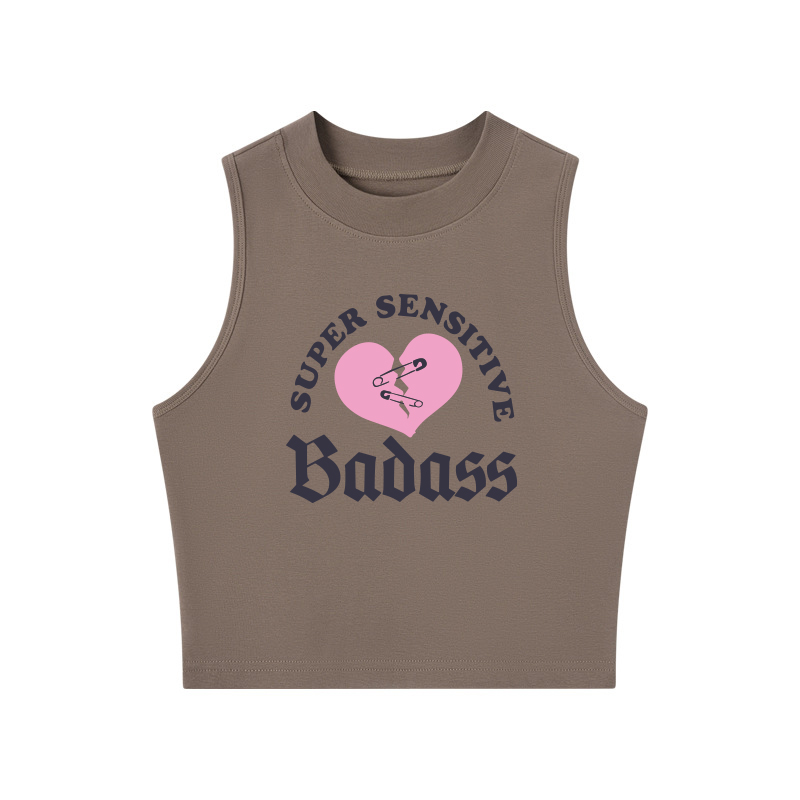 Tokyocanvas Super Sensitive Badass Crew Neck Crop Top