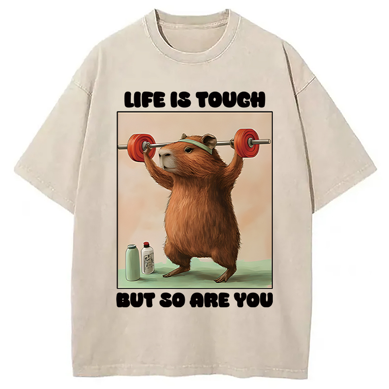 Tokyocanvas Capybara Lifting Washed T-Shirt