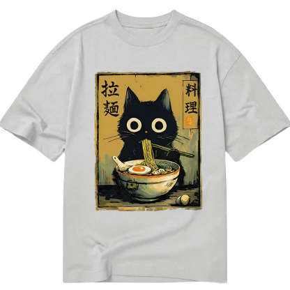 Tokyocanvas Cute Black Cat Eating Ramen Classic T-Shirt