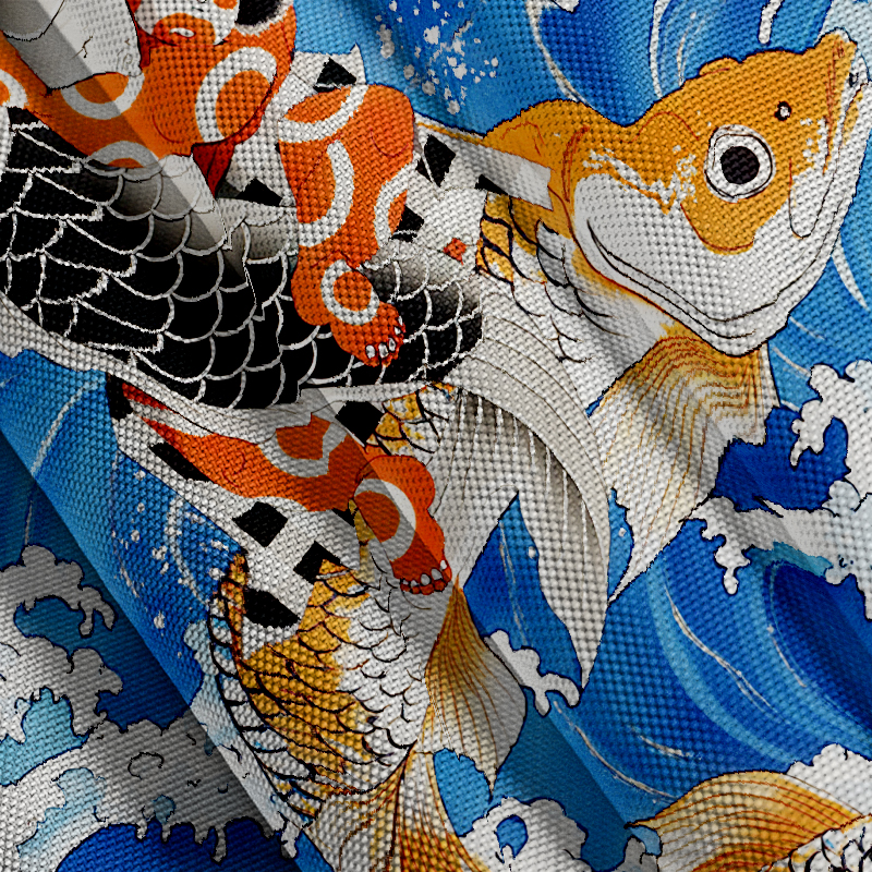 Tokyocanvas Sumo Wrestler Holding A Koi Aloha Hawaiian Shirt