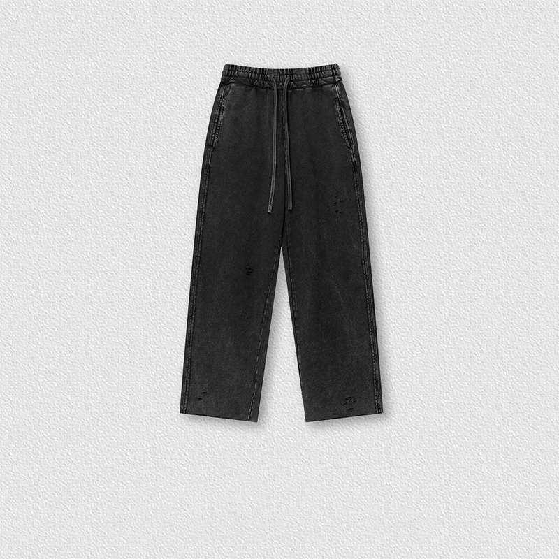 Tokyocanvas Vintage Distressed Rolled-up Ripped Sweatpants