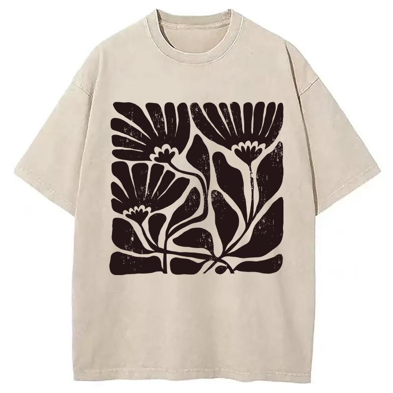 Tokyocanvas Abstract Floral Washed T-Shirt