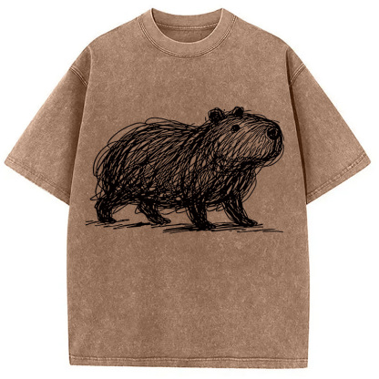 Tokyocanvas Minimalist Capybara Washed T-Shirt