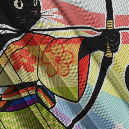 Tokyocanvas Rainbow Kimono Cat Archery Aloha Japanese Hawaiian Shirt