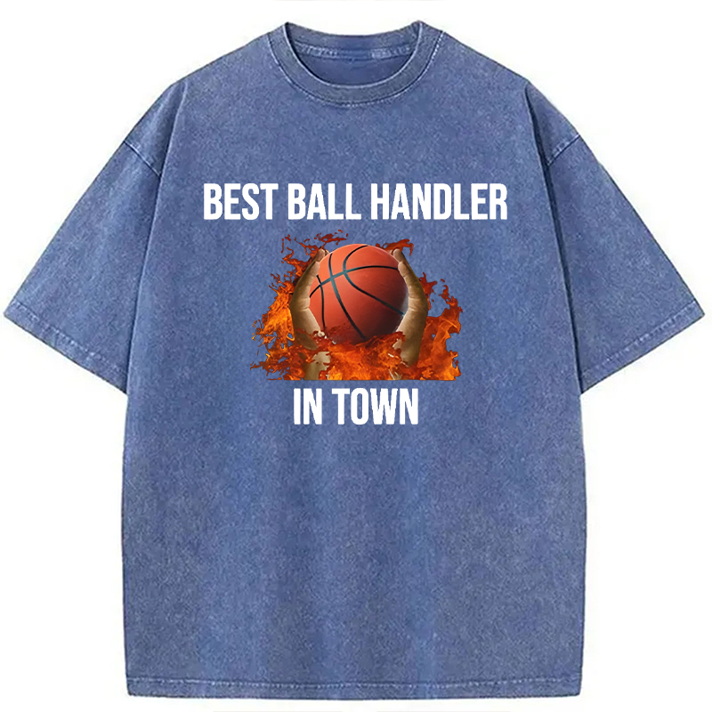 Tokyocanvas Ball Handler Basketball Funny Meme Washed T-Shirt
