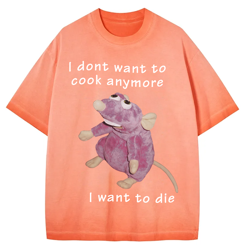 Tokyocanvas I Don't Want To Cook Anymore Gradient Washed T-Shirt