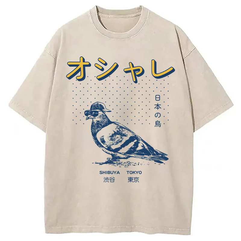 Tokyocanvas Punny Bird Harajuku Washed T-Shirt