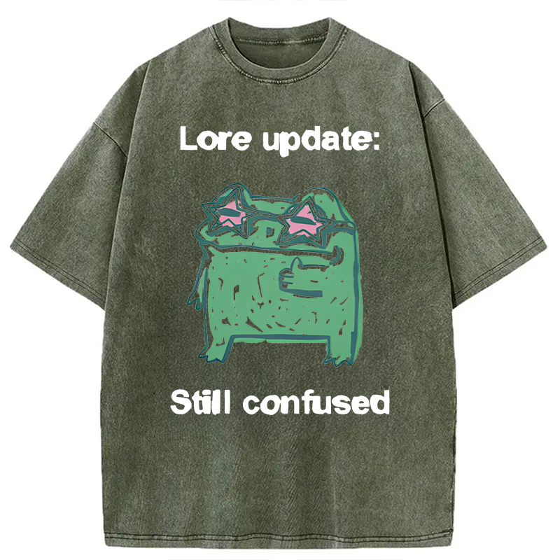 Tokyocanvas Lore Update Still Confused Frog Washed T-Shirt