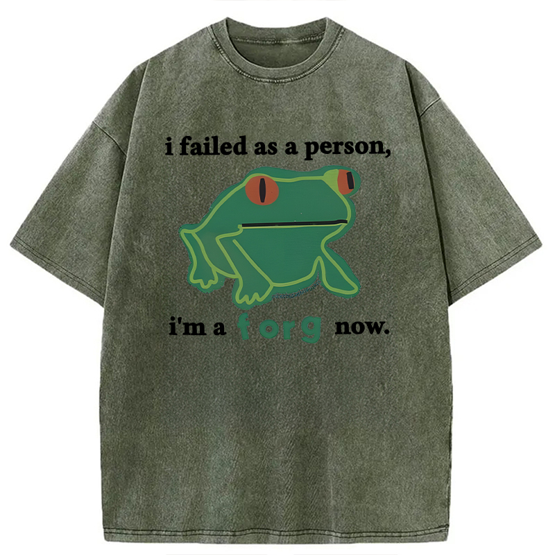 Tokyocanvas I Failed As A Person Funny Frog Meme Washed T-Shirt