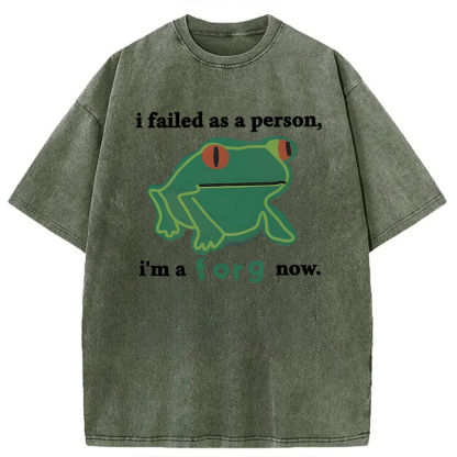 Tokyocanvas I Failed As A Person Funny Frog Meme Washed T-Shirt