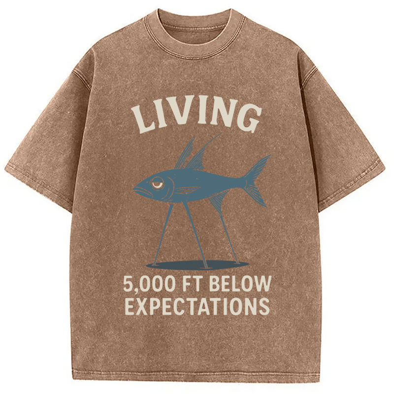 Tokyocanvas Tripod Fish Funny Meme Washed T-Shirt