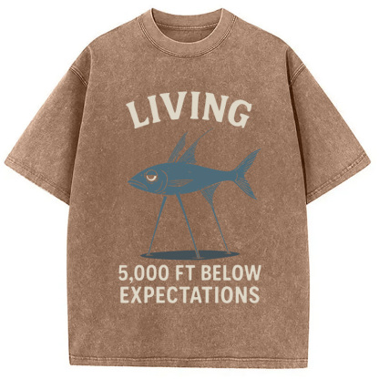 Tokyocanvas Tripod Fish Funny Meme Washed T-Shirt