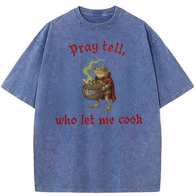 Tokyocanvas Pray Tell Funny Frog Meme Washed T-Shirt
