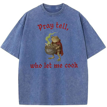 Tokyocanvas Pray Tell Funny Frog Meme Washed T-Shirt