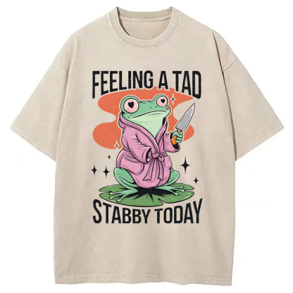 Tokyocanvas Stabby Frog Funny Meme Washed T-Shirt