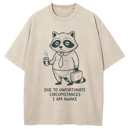 Tokyocanvas Grumpy Raccoon Morning Washed T-Shirt