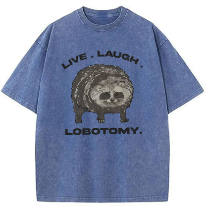 Tokyocanvas Live Laugh Lobotomy Funny Dolphin Meme Washed T-Shirt