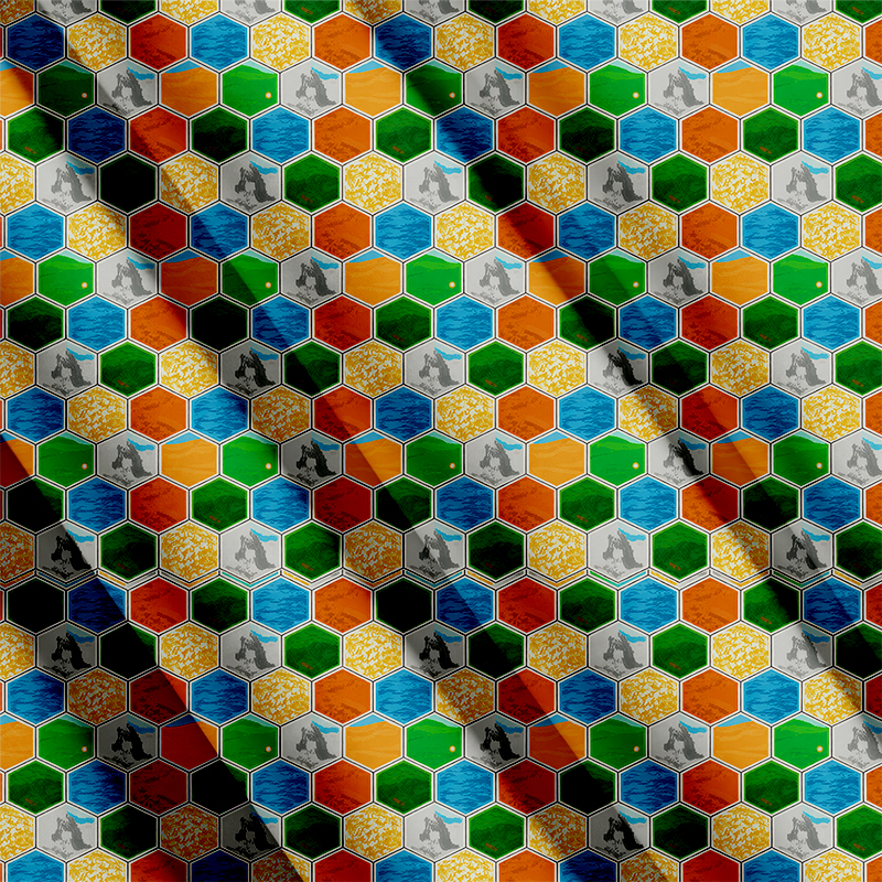 Tokyocanvas Hexagon Tile Board Game Button Up Pocket Shirt