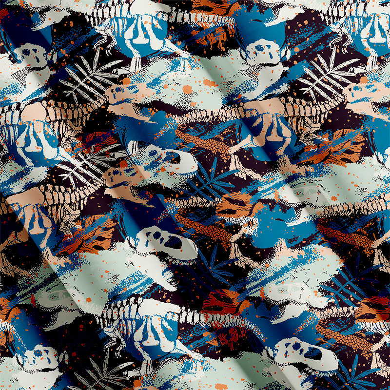 Tokyocanvas Footprints Green Dinosaur Button Up Pocket Shirt