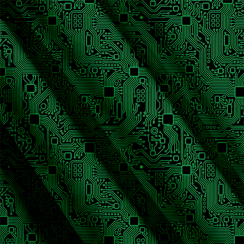 Tokyocanvas Computer Circuit Board Green Button Up Pocket Shirt