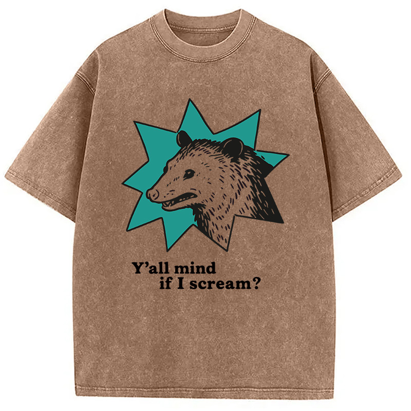 Tokyocanvas Y'all Mind If I Scream Possum Washed T-Shirt