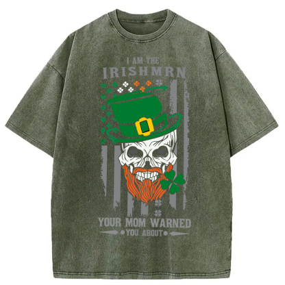 Tokyocanvas Clover Skull St. Patrick's Day Washed T-Shirt