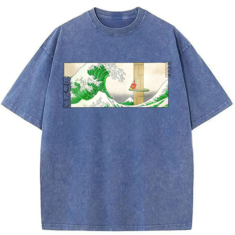 Tokyocanvas Green Wave Washed T-Shirt