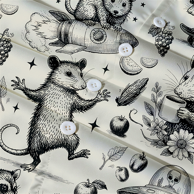 Tokyocanvas Funny Opossum Hawaiian Shirt