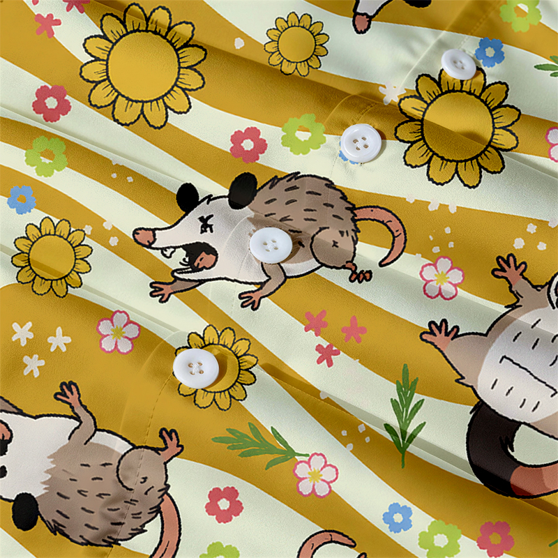 Tokyocanvas Sunflower Possum Hawaiian Shirt