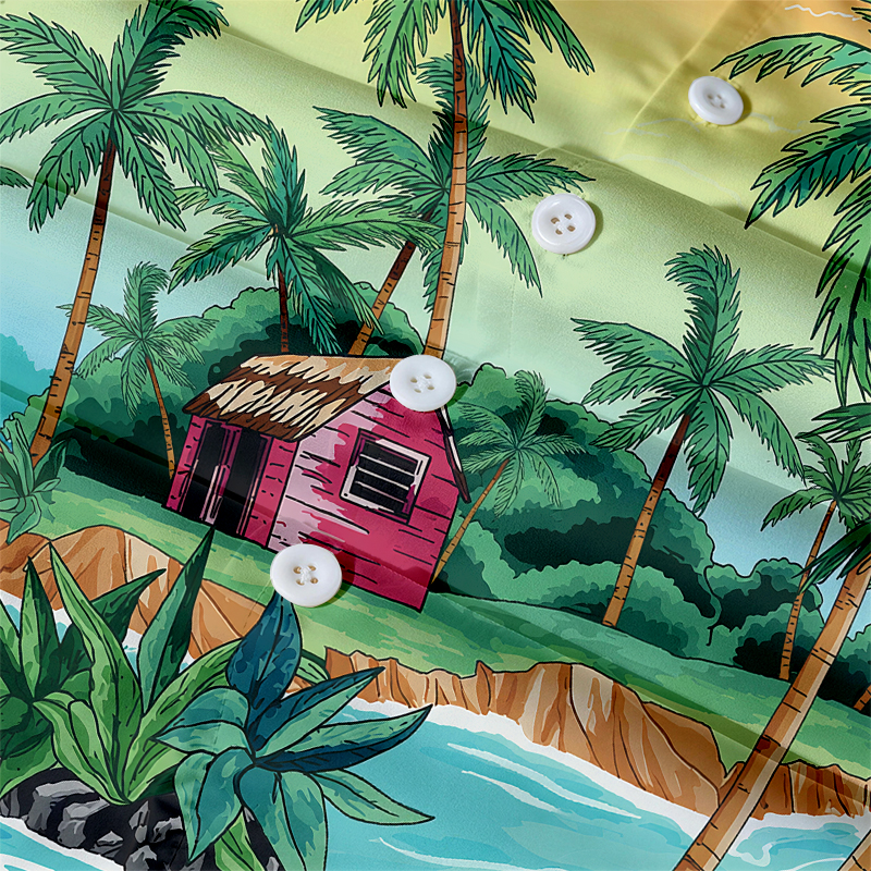 Tokyocanvas Tropical Paradise Hut Hawaiian Shirt