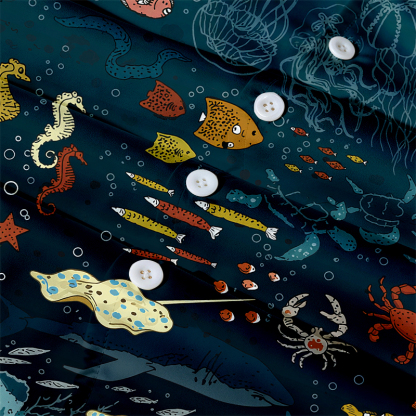 Tokyocanvas Blue Ocean Hawaiian Shirt