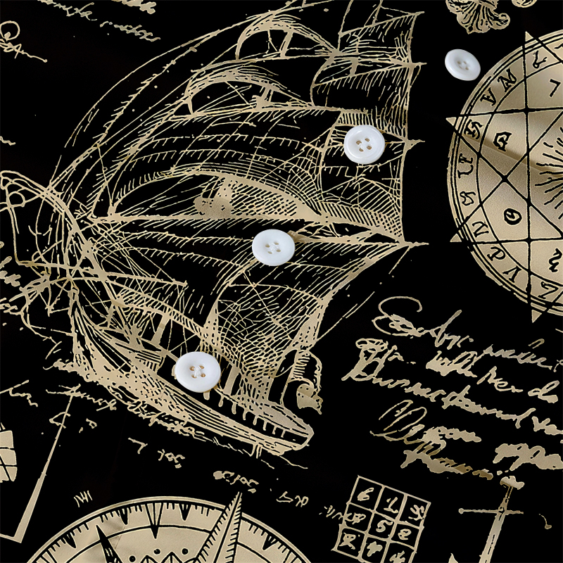 Tokyocanvas Mystic Compass Map Hawaiian Shirt