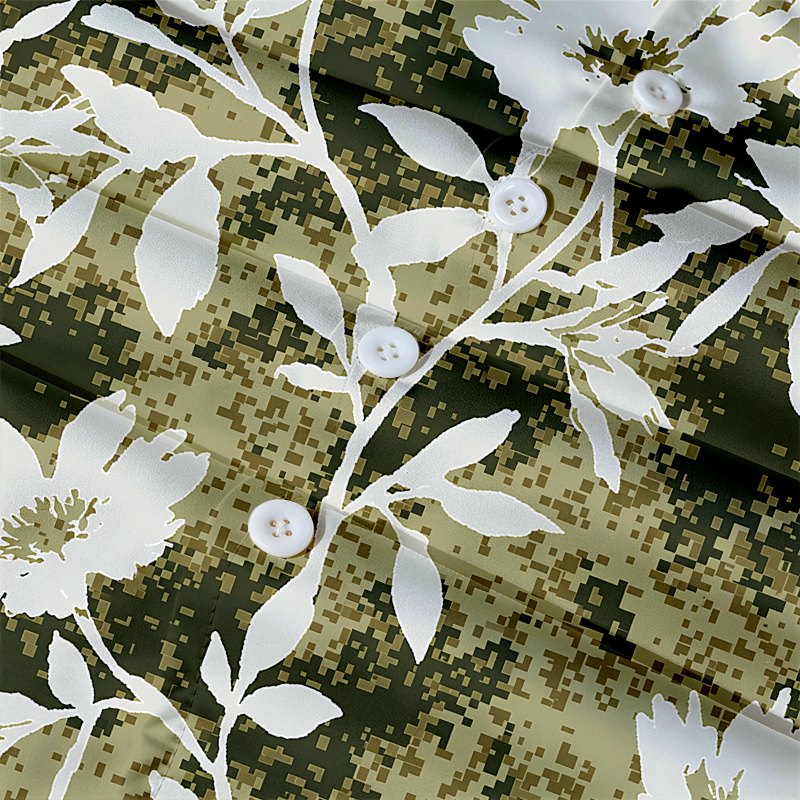 Tokyocanvas Olive Floral Breeze Hawaiian Shirt