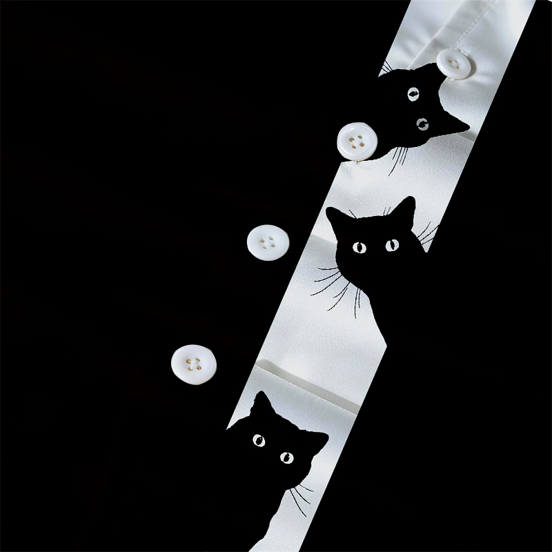 Tokyocanvas Black Cat Hawaiian Shirt