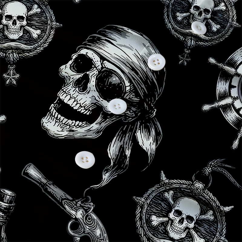 Tokyocanvas Pirate Skull Hawaiian Shirt