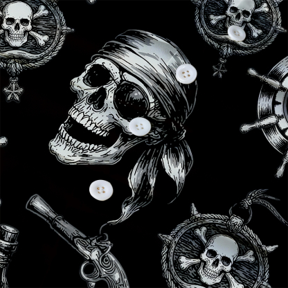 Tokyocanvas Pirate Skull Hawaiian Shirt