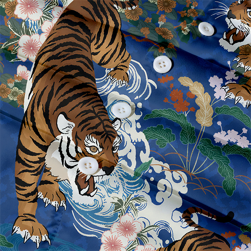 Tokyocanvas Inspired Tiger Hawaiian Shirt