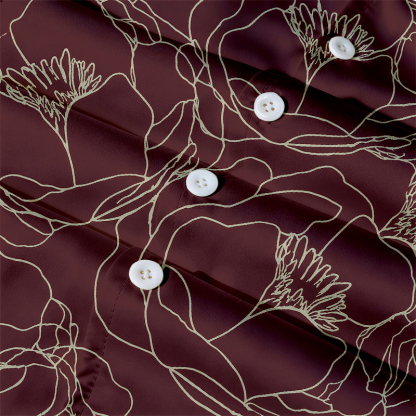 Tokyocanvas Burgundy Line Bloom Hawaiian Shirt