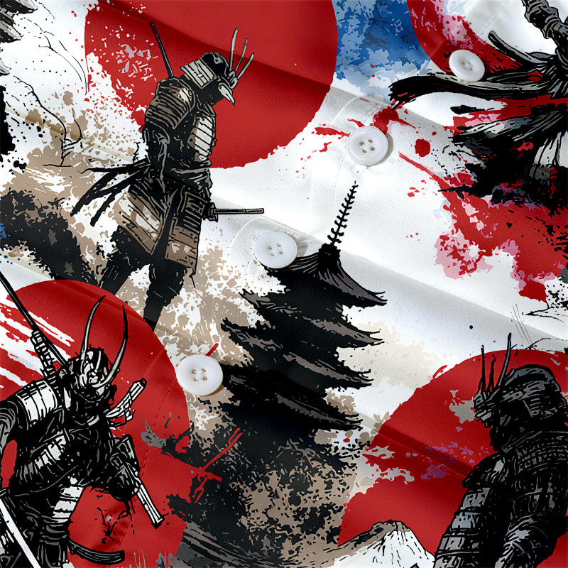 Tokyocanvas Vintage Samurai Aloha Hawaiian Shirt