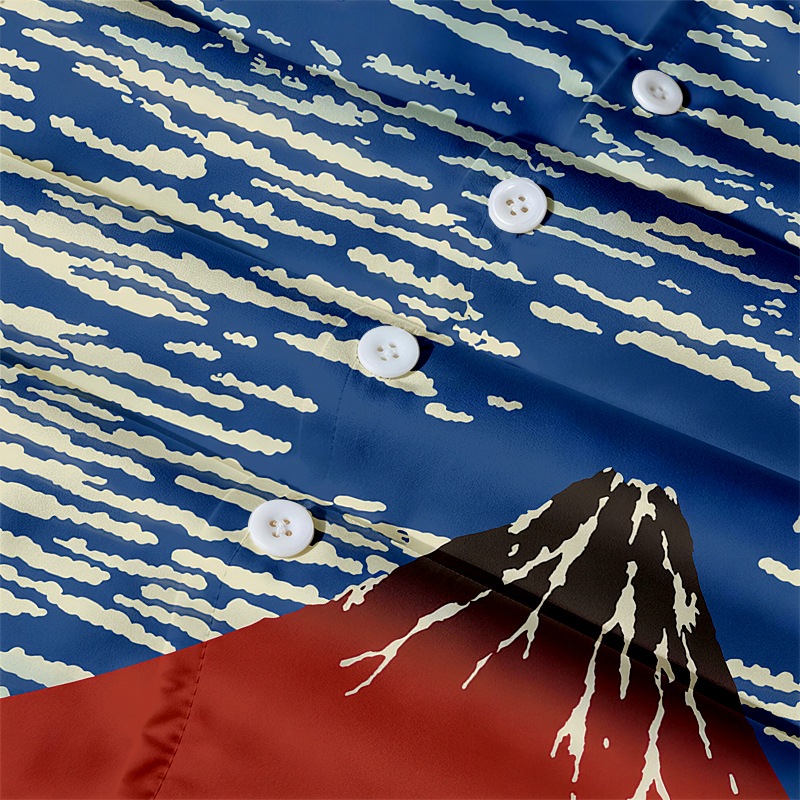 Tokyocanvas Red Fuji Japanese Hawaiian Shirt